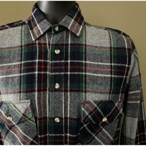 Vintage Tartan Plaid  Ardsley Men's Wool Flanel‎ Button Up Shirt Small